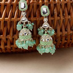 Sukkhi Gold Plated Dome Shaped Kundan Studded Jhumkas-18