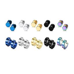 KARISHMA KREATIONS Men Set of 10 Stainless Steel Studs & Hoop Earrings-12