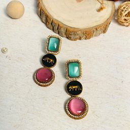 ABDESIGNS Gold-Plated Contemporary Drop Earrings-46