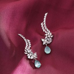 Priyaasi Silver-Plated American Diamond Contemporary Drop Earrings-37