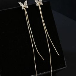 Yellow Chimes Gold-Plated Stone Studded Drop Earrings-22