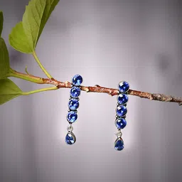 Bamboo Tree Jewels Silver-Plated Stone-Studded Contemporary Drop Earrings-51