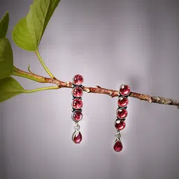 Bamboo Tree Jewels Silver Plated Contemporary Stone-Studded Drop Earrings-51