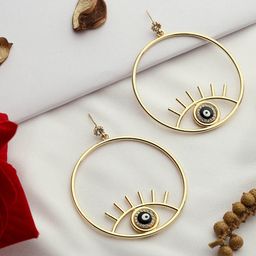VENI Contemporary Gold-Plated Evil Eye Drop Earrings-45