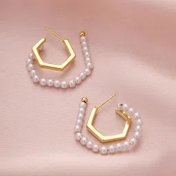PRITA Gold Plated Geometric Hoop Earrings-30