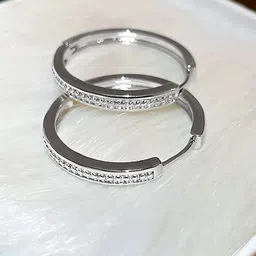 Peora Silver Plated Cubic Zirconia  Hoop Earrings-46