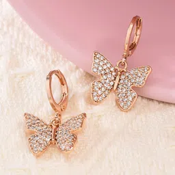 AMI Rose Gold Contemporary Hoop Earrings-36