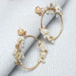 Madame Gold-Plated & White Contemporary Hoop Earrings-34