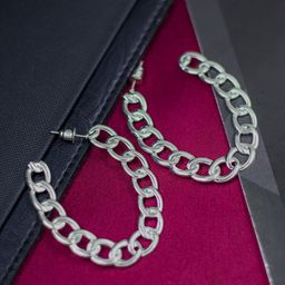 Bellofox Silver-Toned Contemporary Half Hoop Earrings-image-45