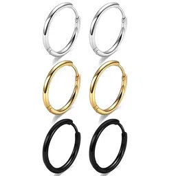 KARISHMA KREATIONS Unisex Set Of 3 Contemporary Hoop Earrings-84