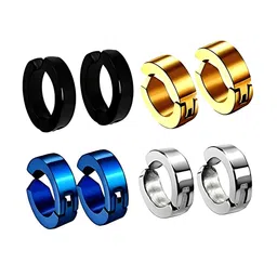 KARISHMA KREATIONS Set Of 4 Stainless Steel Circular Hoop Earrings-image-4