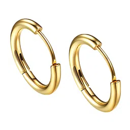 KARISHMA KREATIONS Men Gold-Plated Stainless Steel Contemporary Hoop Earrings-38