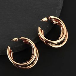 Shining Diva Fashion Gold-Plated Contemporary Half Hoop Earrings-77