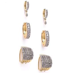 DressBerry Set of 3 Gold-Plated Contemporary Hoop Earrings-31