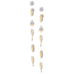 DressBerry Set Of 6 Gold-Plated Contemporary Stone Studded Hoop Earrings-31