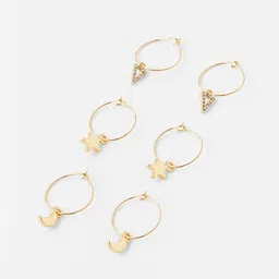 Accessorize London Pack Of 3 Gold-Toned Celestial Contemporary Hoop Earrings-64