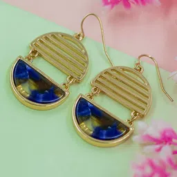 Bellofox Gold-Toned & Blue Contemporary Drop Earrings-picture-37