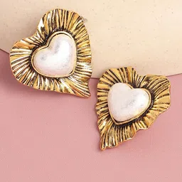 DressBerry Gold Plated Heart Shaped Studs-image-22