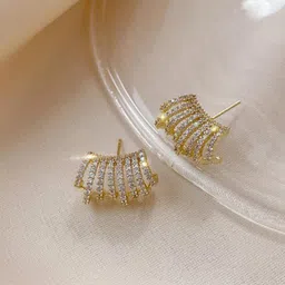 Krelin Gold-Plated Stone-Studded Geometric Studs Earrings-image-65