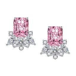 Designs & You Silver Plated CZ Studded Geometric Shaped Studs Earrings-4