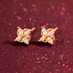 aadita Gold-Plated Stone-Studded Contemporary Studs Earrings-image-16