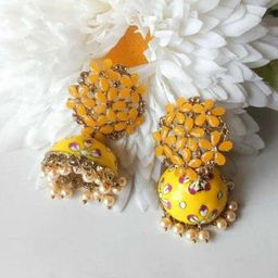 Krelin Gold-Plated Classic Meenakari Jhumkas Earrings-picture-3