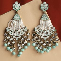 Shining Diva Gold-Plated Beaded Classic Drop Earrings-12