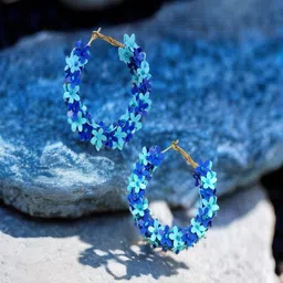 UNIVERSITY TRENDZ Gold-Plated Beaded Classic Hoop Earrings-image-87