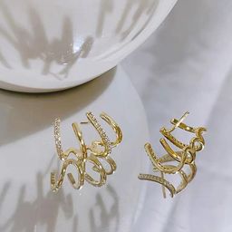 styledose Gold-Plated Artifical Stones Studded ContemporaryEar Cuff Earrings-26