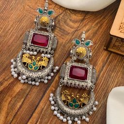 ABDESIGNS German Silver-Plated Classic Drop Earrings-56