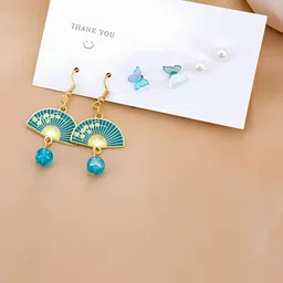 KARISHMA KREATIONS Set of 3 Gold-Plated Classic Earrings-56