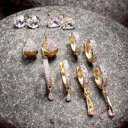 Kennice Set Of 6 Gold Plated Classic Drop Earrings-3