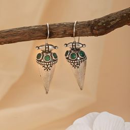 Jazz and Sizzle Silver-Plated Classic Drop Oxidized Earrings-5
