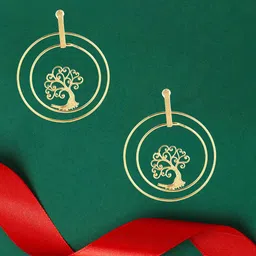 Adwitiya Collection Gold-Plated Brass Circular Drop Earrings-image-69