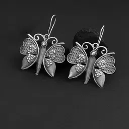 Adwitiya Collection Silver Plated Oxidised Drop Earrings-38