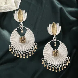 Adwitiya Collection Silver-Plated Drop Earrings-image-90