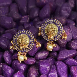 Adwitiya Collection Gold-Plated Stones Studded & Beads Beaded Circular Drop Earrings-40
