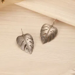 Saraf RS Jewellery Silver-Plated Leaf Shaped Drop Earrings-14