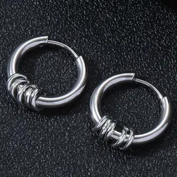 VAGHBHATT Stainless Steel Classic Hoop Earrings-41
