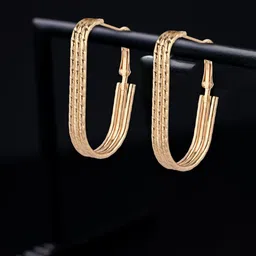 DressBerry Gold-Toned Gold-Plated Classic Hoop Earrings-9