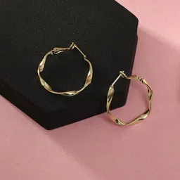 Adwitiya Collection Gold-Plated Brass Classic Hoop Earrings-82