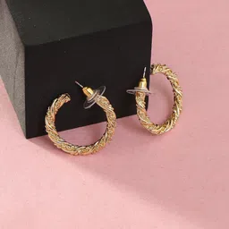 Adwitiya Collection Gold Plated Half Hoop Earrings-87