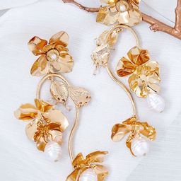 JOKER & WITCH Narcissus Gold-Plated Floral Drop Earrings-38