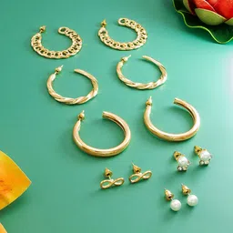 aadita Gold-Toned Geometric Studs Earrings-58