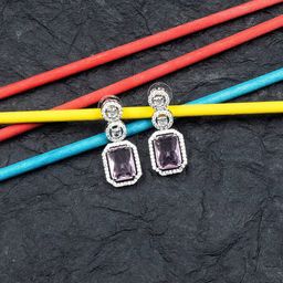 StileAdda Silver Plated Geometric Drop Earrings-14