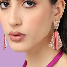 SOHI Gold-Plated Geometric Drop Earrings-6