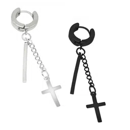 VIEN Men Stainless Steel Hoop Earrings-image-50