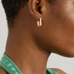 MINUTIAE Rose Gold Plated Geometric Hoop Earrings-45