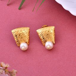 Silvermerc Designs Gold-Plated Pearl Beaded Contemporary Stud Earrings-44