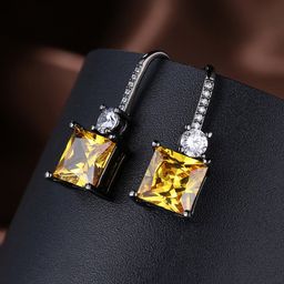 Yellow Chimes Yellow Square Drop Earrings-58